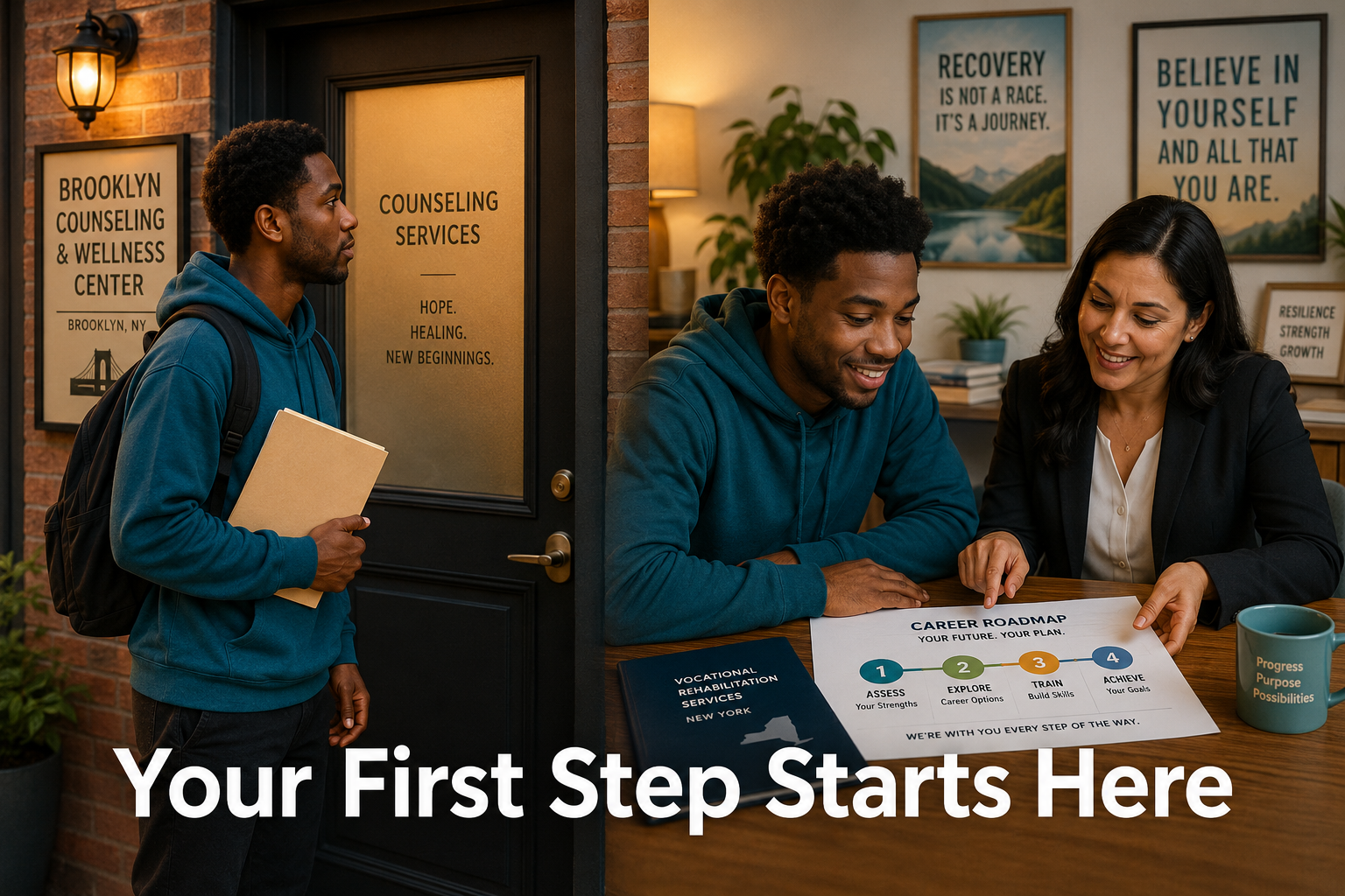 What to Expect on Your First Career Counselor Meeting With a Vocational Rehabilitation Specialist in New York 5 Person entering the specialist's office for the first time and being seen